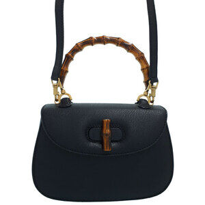 Gucci Bamboo Top Handle Leather Shoulder Bag Handbag